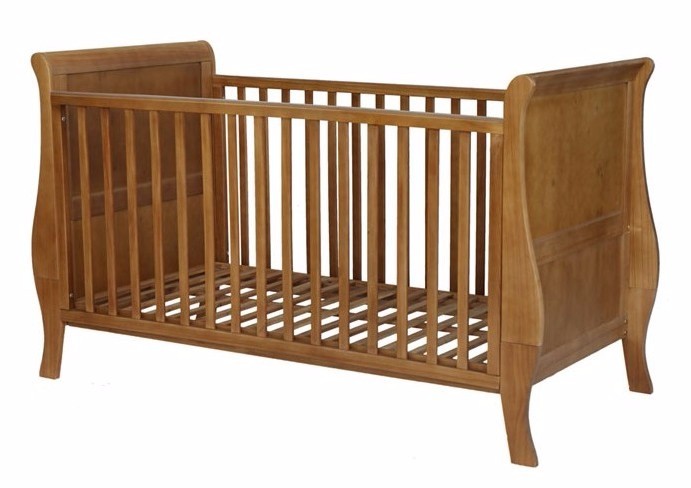 dark wood sleigh cot bed